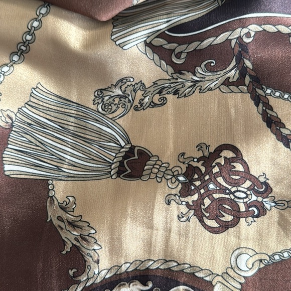 DENNIS BASSO Brown Gold Top Chain Rope Tassel Button Down size 1X Shirt‎ RARE by - Picture 10 of 10